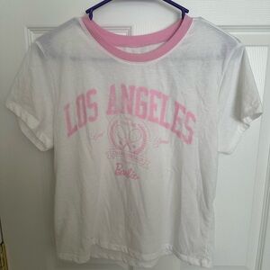 Barbie White and Pink Graphic Crop Top